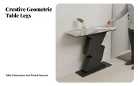 Narrow Profile Entryway Display Table Sintered Stone Top Sculptural Pedestal Console Modern Design Home Furniture Heat-Resistant for Interior Designers, Decorators, Art Lovers, Foyer, Small Areas, Living Room, Behind Sofa