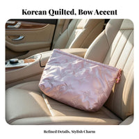 Quilted Makeup Pouch Multi-Functional Quilted Cosmetic Pouch Portable for Travel