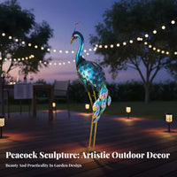 Solar Peacock Statue Luminous Solar Peacock Lamp Weather Resistant Weatherproof for Avian Lovers, Patio, Walkway
