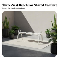 Long Backless Stool Indoor & Exteriordoor Wavy Seat Bench Creamy Look Minimalist Aesthetic for Families, Business Owners