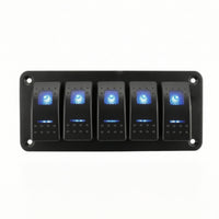 Rocker Switch Panel Automotive-Style Switch Panel with Blue LED Slim for DIYers, Dashboard, off-Road Vehicle