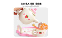16 Pieces Made from Wood Wooden Tea Set Encourages Creativity Afternoon Tea Toy Set Screen-Unrestricted Fun Wooden Dessert Playset Ideal Gift for Toddlers, Preschoolers, Kindergarten, Playroom, Birthday Party