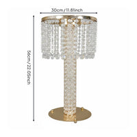 Crystal Vase Stand Ornamental Gold Crystal Vase Stand Hanging Beads Wedding Centerpiece Lamp for Banquet, Display Window