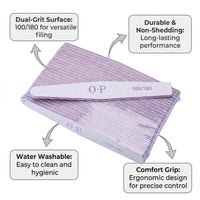 Nail Files Emery Boards Double Sided Washable, Foam Sponge Polishing Buffer for Manicure and Shaping, Non-Shedding Grit for Technicians