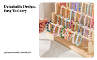 Space Saving Wooden Tiered Bracelet Stand Tangle-Tangle-Resistant Solid Wood Prayer Bead Holder Easy Reach for Boutique Owners, Craft Fair