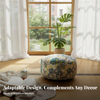 Vintage and elegance Round serpentPrint Pouf adaptable Mandala Pillow with fringed tasselss Thick and Comfortable Floor Seating plush feel for Meditators, stretching Practitioners, Adults, Bay area, Living Room, Bedroom, Meditation Space