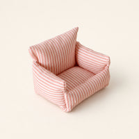 Doll Sofa with Striped Textile Miniature Dollhouse Sofa Compact Couch for BJD Display