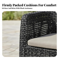4-Piece Woven Patio set All-Weather Outdoor Furniture elegant visual appeal Garden Lounge Group for Hotel Owners, Designers, waterfront, supportyard, Balcony