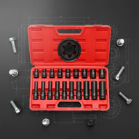 19 Pieces 6 Point Design External Torx Hex Socket Set High Rotational Force 1/2 Drive Heavy-Duty Socket Set Cr-V Steel for Mechanics