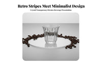 Multi-Purpose Ribbed Glass Cup Crystal Clear Striped Latte Glass Dishwasher Safe for Cafe Owners, Adults, Restaurants & Cafes, Kitchen, Bar