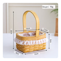 Oval Small Basket with Handle Woven Flower Basket Natural Cute for Florists, Crafters, Weddings, Home Decor, Picnics