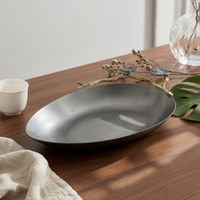 Tray with Branch Ornament Brushed Stainless Steel Tray Shallow Platter for Living Room