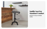 mechanical design Adjustable Saddle Stool Vintage Design Backless Saddle Stool rotating Function Counter Chair With Footrest for Bar Owners, Homeowners, Adults, Coffee Shop, Restaurant, Kitchen, Dining Room