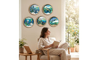 5 Pieces Wooden Wall Plaque Easy-to-Hang Wooden Plaque with Sheet Round for Living Room, Entryway, Bedroom