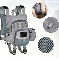 Fishing Chest Pack Breathable Mesh Vest-Design Fishing Pack Attachment Rings Zip Compartment