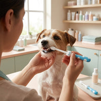 Dog Toothbrush and Tongue Cleaner for Fresh Breath, Cat Toothbrush Soft Bristles for Oral Hygiene, 2 Pack with Case, Tongue Brush for Bad Breath