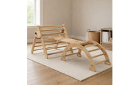 Indoor Pikler Triangle Natural Wood Wooden Climbing Triangle Arched Section Foldable Climbing Frame Polished Surface