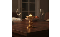 Short Taper Candle Holder Small Taper Candle Holder with Wide Base Metallized Candlestick with Pedestal Base for Wedding