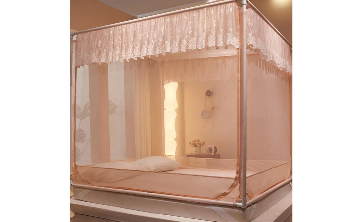 Three-Door Design Freestanding Bug Net Anti-Fall Full Enclosure Bug Net Comprehensive Protection Four Corner Post Bed Canopy Formaldehyde-Formaldehyde-Formaldehyde-Free for Bedroom