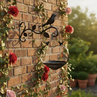 Vintage Design Wrought Iron Bird Feeder Decorative Wall Mounted Bird Feeder Outdoor Use Garden Decor Rust Resistant for Patio, Backyard