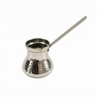 Small Pouring Spout Hammered Metal Coffee Pot Flared Body Hand-Hammered Coffee Pot Reflective Drinkware Silver-Colored for Tea Serving