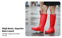 Women's Knee High Rain Boots Height Increasing Sole Tall Rain Boots Fashionable Design Women's Rain Boots for Outdoor, Commuting, Gardening