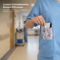 Cute Cartoon Nurse Pencil Pouch Large Capacity Double Layer Canvas Pen Bag with Pockets