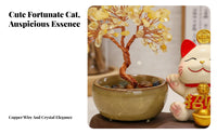 Fortunate Cat Crystal Tree Decoration Chinese Chic Design Beckoning Cat Wealth Tree Figurine Beckoning Cat Statue Good Luck