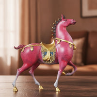Rearing Horse Statue Tabletop Horse Figurine Gold-Tone Decor Piece for Entryway