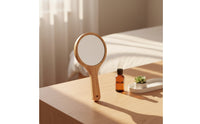 Crystal Clear Wooden Hand Mirror Distortion-Clear Handheld Mirror with Handle Portable Compact for Makeup, Travel, Dorm Room