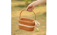 Picnic Basket with Handle Woven Wicker Basket Sturdy for Market