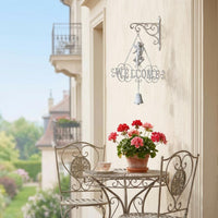 Wrought Iron Welcome Sign Bell Highlight Hanging Welcome Sign Classic Design Outdoor Decor for Patio