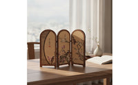 Desktop Folding Screen Chinese Style Mini Folding Screen with Base Decor Floral-and-Bird-Bird Traditional for Homeowners, Desk