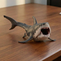 Megalodon Shark Figurine Detailed Fangs Megalodon Shark Toy Gray and White