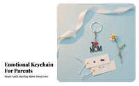 I Love Mom Dad Keychain Maternal Appreciation Day Gift Parent Appreciation Key Holder Zinc Alloy Letter Carved Keychain for Moms, Parents