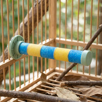 Ceramic Bird Perch for Grinding, Frosted Surface for Nail and Beak Trimming, Clamp-on Small Bird Perch for Budgie, Cockatiel, and Parrot