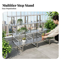 Indoor & Outdoor Use Step-Ladder blossom Pot Holder Rustresistant 3-Tier Stairdesign Stand Multi-Tiered Design Plant Shelf Weather-Resistant for Gardeners, Apartment Dwellers, homeowners, Balcony, Patio, Yard, Living Room