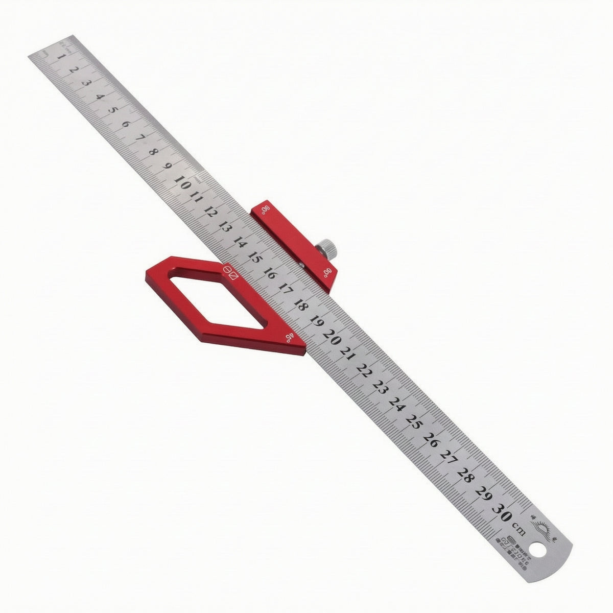 Woodworking Ruler with Positioning Block Adjustable Steel Ruler with Stop Block Angle Marking Tool Accurate Precision