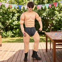 Full-Body Muscle Suit Long-Sleeve Muscle Costume Black Superhero Bodysuit Comfortable for Adults, Men, Halloween, Cosplay