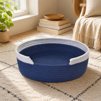 Pet Bed Blends with Interior Cotton Rope Cat Bed Dog Bed With Handle Lightweight 38x38x12cm