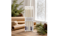 4 Pieces Flat Top White Pillar Candle Visible Wick Slim Pillar Candle 25.7 Cm Long