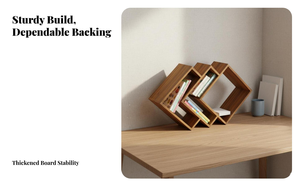 Space-Saving Upright Document Stand Multi-Slot Design Slanted Book Rack Strong Bearing Capacity Desktop Organizer Vertical Compartments for Students, Children, Home Workers, Study Room, Dormitory, Classroom, Bedroom