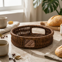 3 Pieces Oval Woven Tray Perforated Weave Household Item Easy to Clean