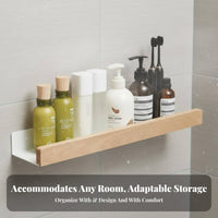 Drilldrillless Installation Wall-Mounted Rack Set Space-Saving Floating Utility Ledge Versatile Display Shelf Easy to Clean for Renters, Homeowners, Students, Bathroom, Living Room, Vanity Area, Bedroom