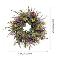 Artificial Lavender Wreath Faux Spring Wreath with Mixed Blossoms Outdoor for Front Door