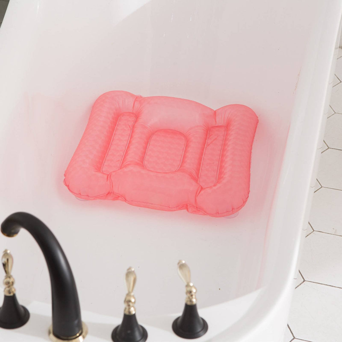 Bathtub Booster Pad Shimmery Finish Inflatable Bath Seat Water-Fillable Bath Mat Non-Slip Bathroom Accessory for Heated Bath