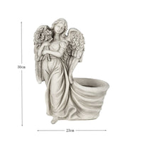 Artistic Design European Design Angel Flower Pot Detailed Carving Vintage Angel Flower Pot Stable Base Resin Garden Statue Hand-Carved for Gardeners, Courtyard, Patio, Balcony