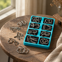 Metal Brain Teaser Puzzles Set of 8 - IQ Test Game for Adults & Party Favors