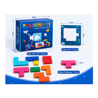 Shape Puzzle with Cards Educational Pattern Block Puzzle Pattern Matching Game Hands-on Tabletop Game Color Recognition