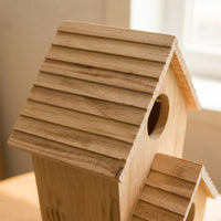 Wooden Birdhouse with Gabled Roof, Small Wooden House for Backyard Birdhouse Nesting, Outdoor Birdhouse Breeding Box with Round Hole, No Perch